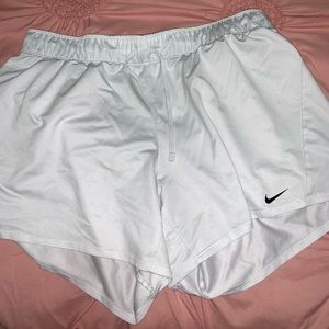 L White Nike Dri-Fit shorts